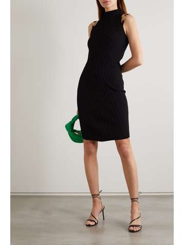 VERSACE Minikleid aus Rippstrick mit Verzierungen