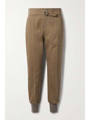 CHLOÉ Belted cotton-drill tapered pants