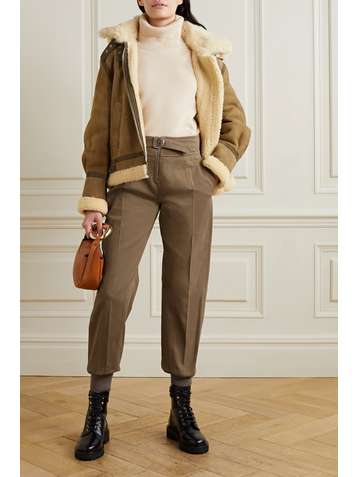 CHLOÉ Belted cotton-drill tapered pants