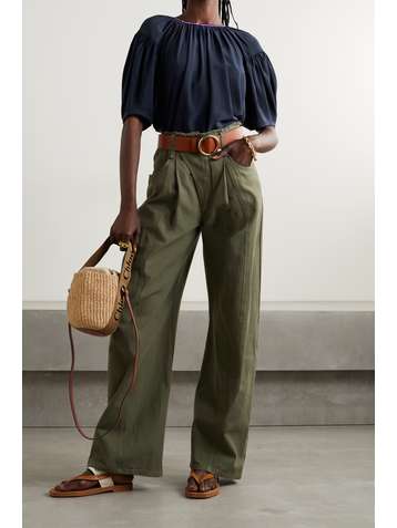 CHLOÉ Gathered silk crepe de chine blouse