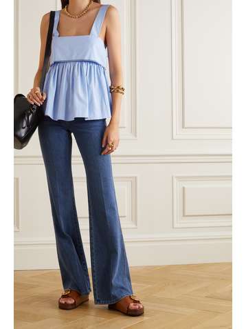 CHLOÉ Pleated cotton-poplin top