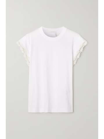 CHLOÉ + NET SUSTAIN guipure lace-trimmed organic cotton-jersey top