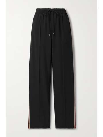 CHLOÉ Jacquard-trimmed crepe track pants
