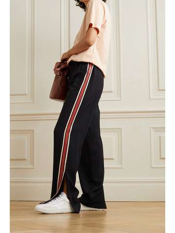 CHLOÉ Jacquard-trimmed crepe track pants