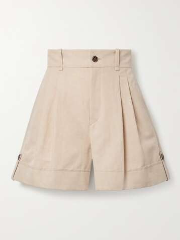 CHLOÉ Linen and cotton-blend canvas shorts