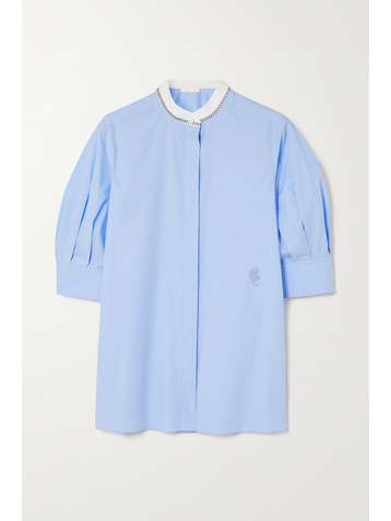 CHLOÉ Embroidered cotton-poplin blouse