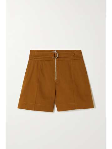 CHLOÉ Belted cotton-drill shorts