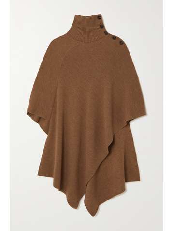 CHLOÉ Asymmetric knitted turtleneck poncho