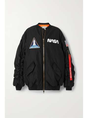 BALENCIAGA NASA Space Oversized-Bomberjacke aus wattiertem Shell mit Applikationen