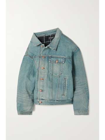 BALENCIAGA Asymmetrische, wattierte Oversized-Jeansjacke