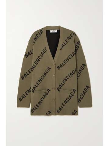 BALENCIAGA Cardigan aus einer Baumwollmischung mit Intarsienmuster