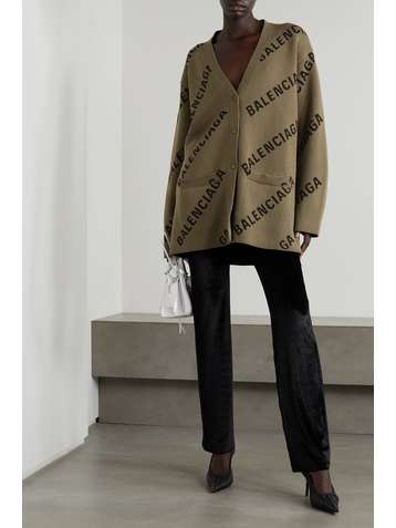 BALENCIAGA Cardigan aus einer Baumwollmischung mit Intarsienmuster