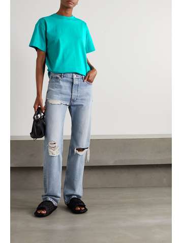 BALENCIAGA T-Shirt aus Baumwoll-Jersey mit Stickerei