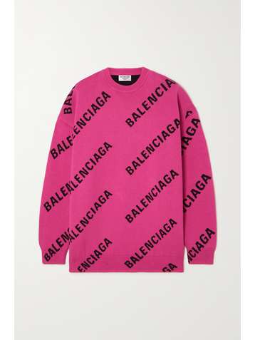 BALENCIAGA Pullover aus einer Baumwollmischung mit Intarsienmuster