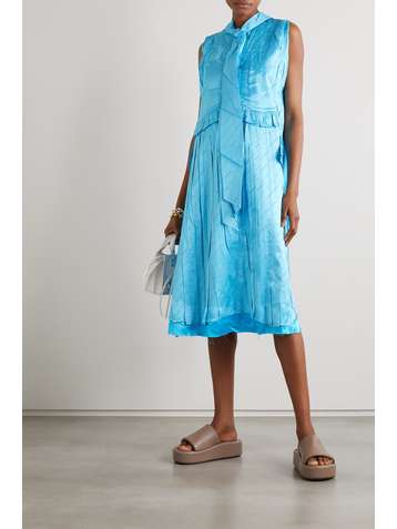 BALENCIAGA Midikleid aus Seiden-Jacquard in Knitteroptik mit Schluppe