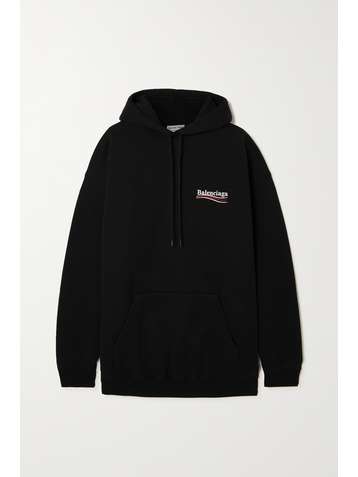 BALENCIAGA Bestickter Hoodie aus Baumwoll-Jersey mit Print