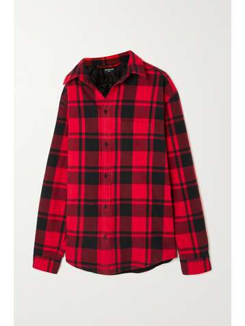 BALENCIAGA Asymmetrisches Oversized-Hemd aus kariertem Baumwollflanell