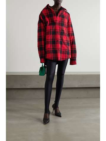 BALENCIAGA Asymmetrisches Oversized-Hemd aus kariertem Baumwollflanell