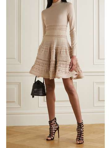 ALAÏA Editions ruffled crocheted wool-blend mini dress