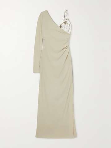 GIVENCHY Draped embellished two-tone crepe gown