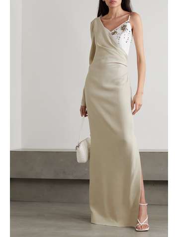 GIVENCHY Draped embellished two-tone crepe gown