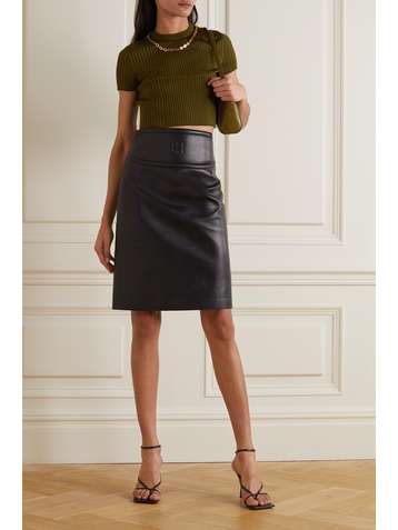 GIVENCHY Chain-embellished cropped ribbed jersey T-shirt