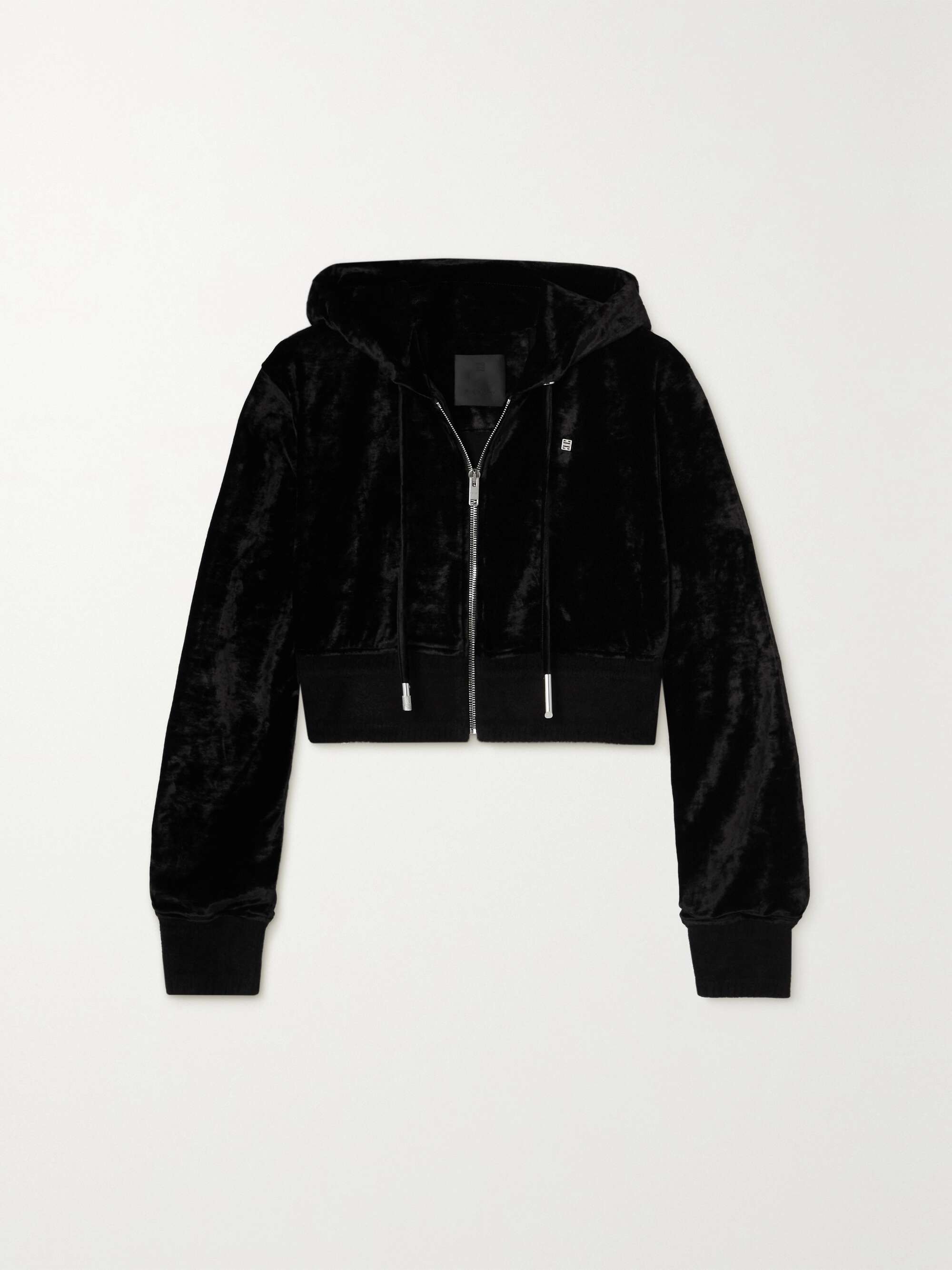 GIVENCHY Cropped embellished crushed-velvet hoodie | NET-A-PORTER