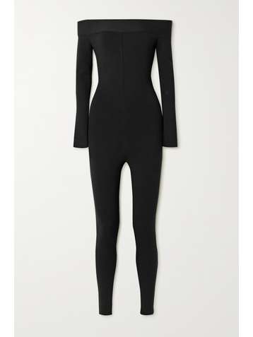 ALAÏA Combi-pantalon épaules nues en mailles stretch