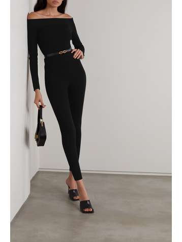 ALAÏA Combi-pantalon épaules nues en mailles stretch
