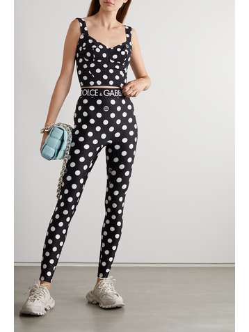 DOLCE & GABBANA Polka-dot stretch-jersey leggings