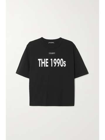 DOLCE & GABBANA Bedrucktes T-Shirt aus Baumwoll-Jersey mit Applikation