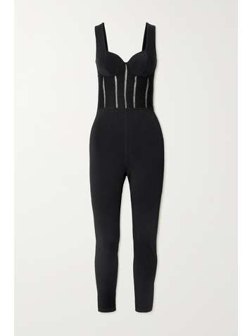 ALAÏA Relax mesh-trimmed tech-jersey jumpsuit