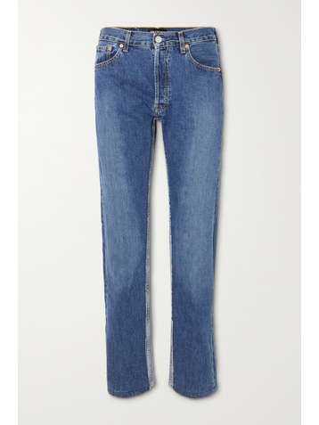 BALENCIAGA Zweifarbige halbhohe Jeans mit weitem Bein