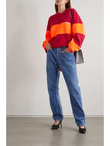 BALENCIAGA Zweifarbige halbhohe Jeans mit weitem Bein