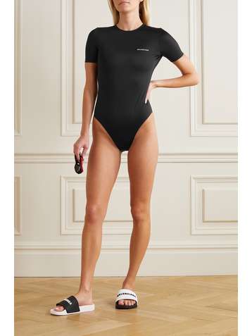 BALENCIAGA Badeanzug mit Cut-out und Logoprint
