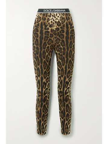 DOLCE & GABBANA Diva leopard-print stretch-silk crepe leggings