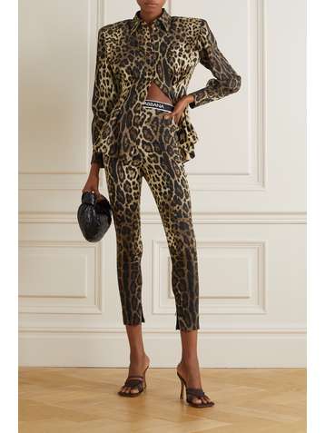 DOLCE & GABBANA Diva leopard-print stretch-silk crepe leggings