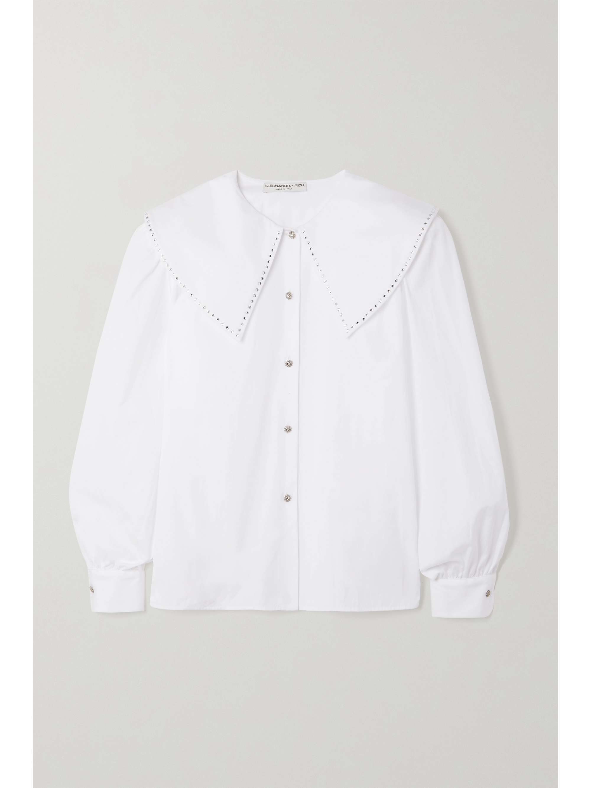 White Crystal-embellished cotton-poplin 