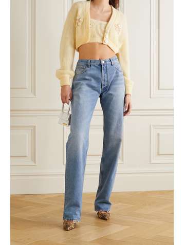 ALESSANDRA RICH Cropped embellished mohair-blend top