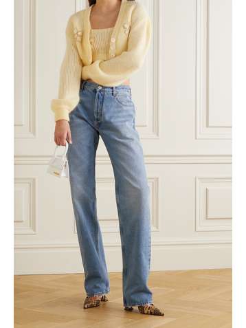 ALESSANDRA RICH Cropped embellished mohair-blend cardigan