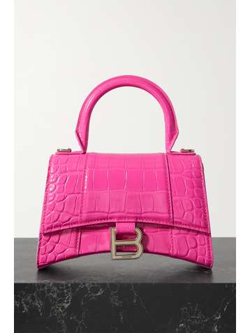 BALENCIAGA Hourglass XS croc-effect leather tote