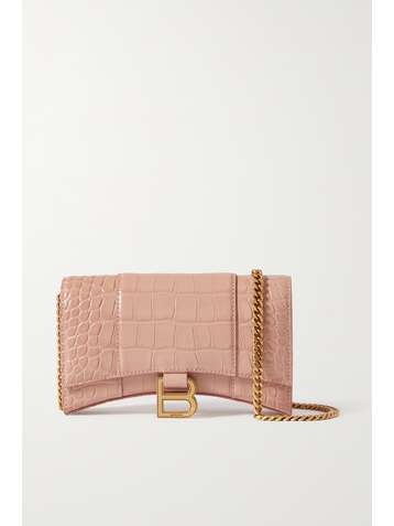 BALENCIAGA Hourglass XS croc-effect leather shoulder bag