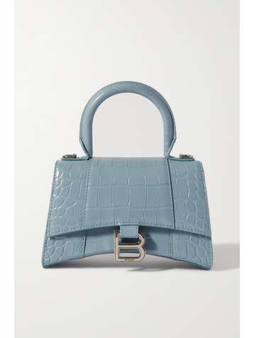 BALENCIAGA Hourglass XS croc-effect leather tote