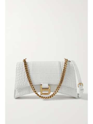 BALENCIAGA Hourglass XS croc-effect leather shoulder bag