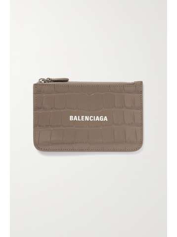 BALENCIAGA Portefeuille en cuir effet croco imprimé Cash