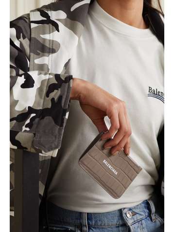 BALENCIAGA Portefeuille en cuir effet croco imprimé Cash