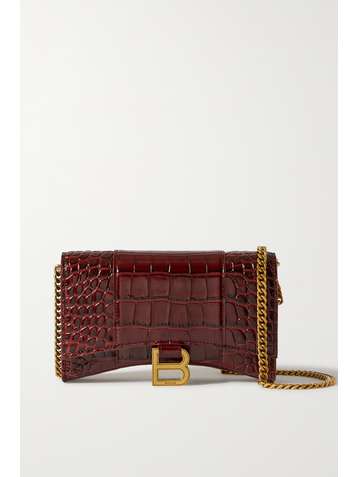 BALENCIAGA Hourglass XS croc-effect leather shoulder bag