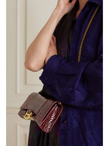 BALENCIAGA Hourglass XS croc-effect leather shoulder bag