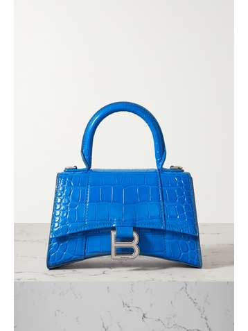 BALENCIAGA Hourglass XS Tote aus Leder mit Krokodileffekt