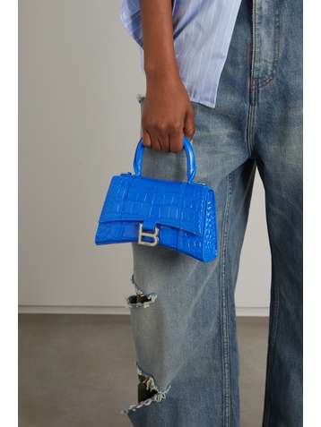 BALENCIAGA Hourglass XS Tote aus Leder mit Krokodileffekt